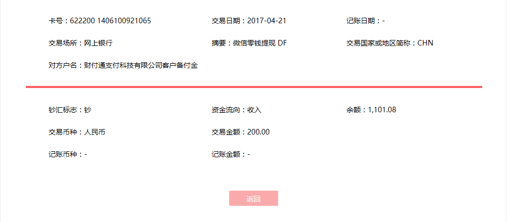 4月21日馬鞍山客戶轉(zhuǎn)賬200元至微信賬戶